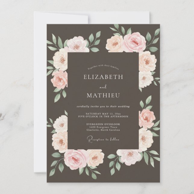 Invitación Boda Romántica Atmosférica de Mocha (Anverso)