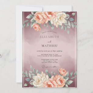 Invitación Boda Romántica Atractiva de Color Malva