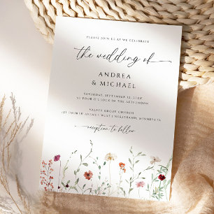 Invitación Boda Romántica Bohemio de Flor Silvestre Delicada