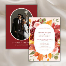 Boda Romántica Bohemio Floral Burgundy Foto