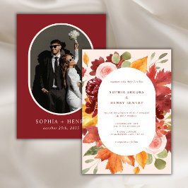 Invitación Boda Romántica Bohemio Floral Burgundy Foto