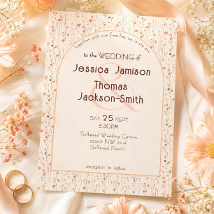 Invitación Boda Romántica Boho de Melocotones y Crema