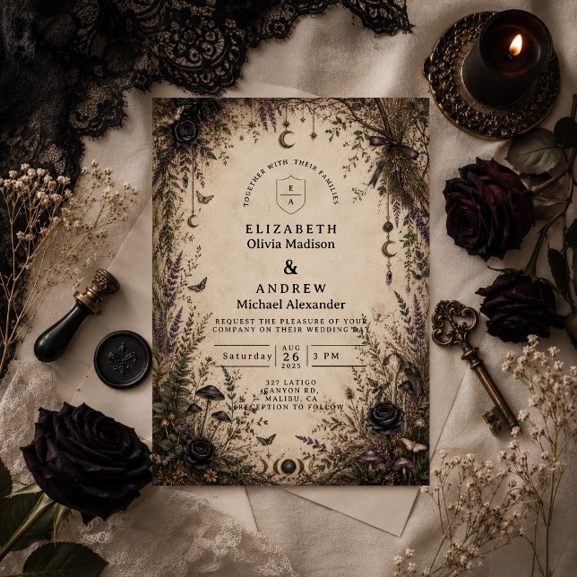 Invitación Boda Romántica Boho Góthica (Subido por el creador)
