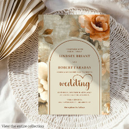 Invitación Boda Romántica Boho Terracota Flor de Olivo