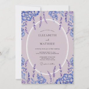 Invitación Boda Romántica Botánica Acuarela Lavanda