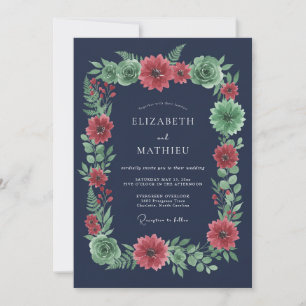Invitación Boda Romántica Botánica Coral de la Marina