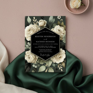 Invitación Boda Romántica Botánica Crema