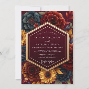 Invitación Boda Romántica Botánica de Borgoña