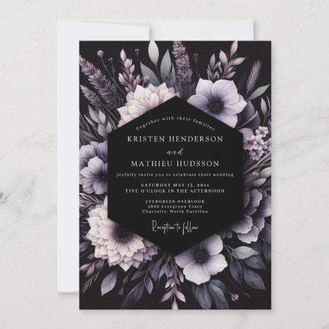 Invitación Boda Romántica Botánica de Lavanda (Anverso)