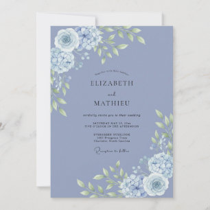 Invitación Boda Romántica Botánica de Periwinkle