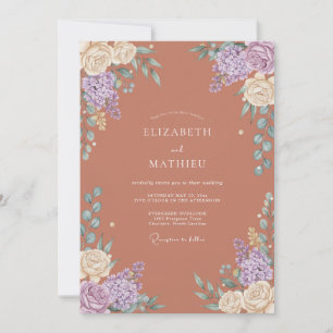 Invitación Boda Romántica Botánica de Terracota