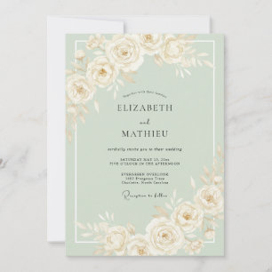Invitación Boda Romántica Botánica Etérea Crema