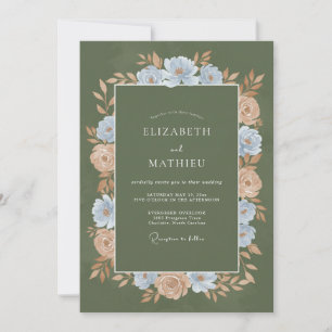 Invitación Boda Romántica Botánica Floral Salvia