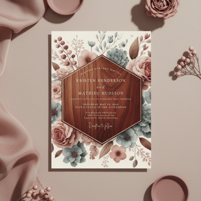 Invitación Boda Romántica Botánica Malva (Subido por el creador)