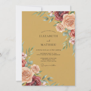 Invitación Boda Romántica Botánica Pintoresca de Borgoña
