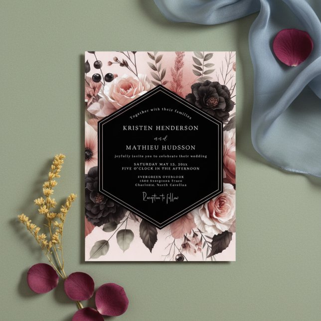 Invitación Boda Romántica Botánica Rosa Rubor (Subido por el creador)