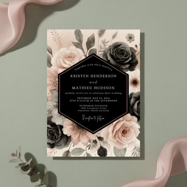 Invitación Boda Romántica Botánica Rosada (Subido por el creador)