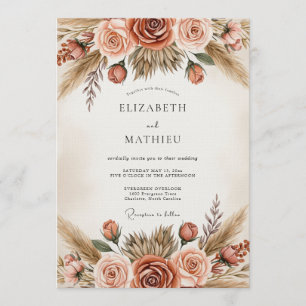 Invitación Boda Romántica Botánica Siena
