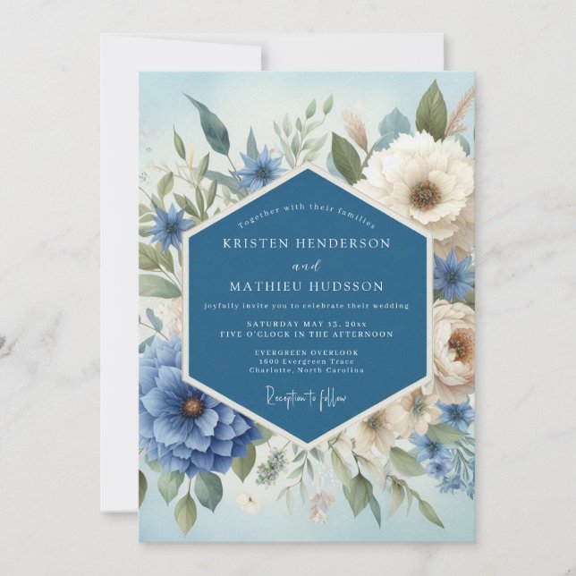 Invitación Boda Romántica Campanilla Marfil (Anverso)