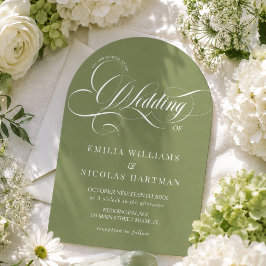 Invitación Boda Romántica Citrus Verde Todo En Uno
