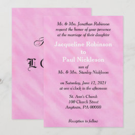 Invitación Boda Romántica con Acuarela de Color Rosa Pastel