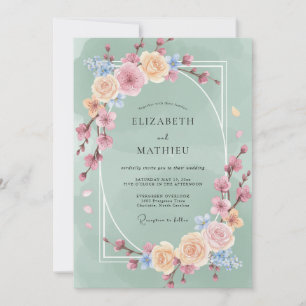 Invitación Boda Romántica con Arco de Flor de Menta