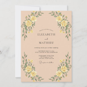 Invitación Boda Romántica con Arco Floral Amarillo