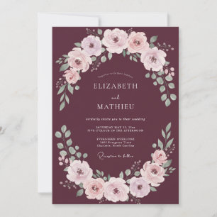 Invitación Boda Romántica con Burgundy Exuberante y Atmosfera