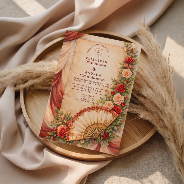 Invitación Boda Romántica con Estilo de Abanico Español (Subido por el creador)