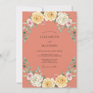 Invitación Boda Romántica con Florecimiento de Coral