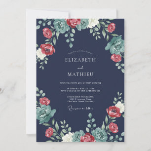 Invitación Boda Romántica con Florecimiento Floral de Marina