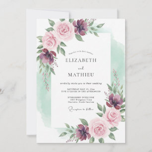 Invitación Boda Romántica con Florecimiento Malva