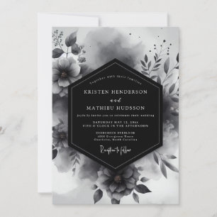 Invitación Boda Romántica con Flores de Carbón y Ambiente Mel