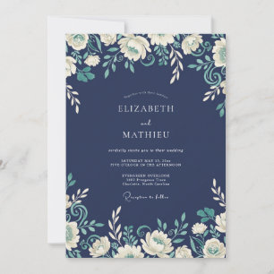 Invitación Boda Romántica con Flores de Marina
