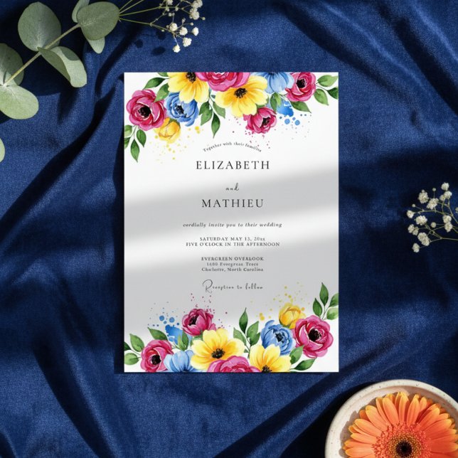 Invitación Boda romántica con flores magenta (Subido por el creador)