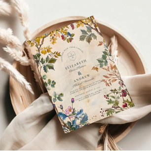 Invitación Boda Romántica con Follaje del Bosque
