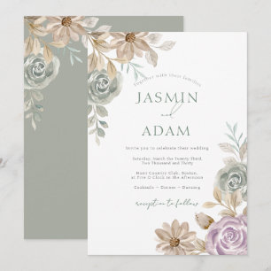 Invitación Boda romántica con jardín floral pastel