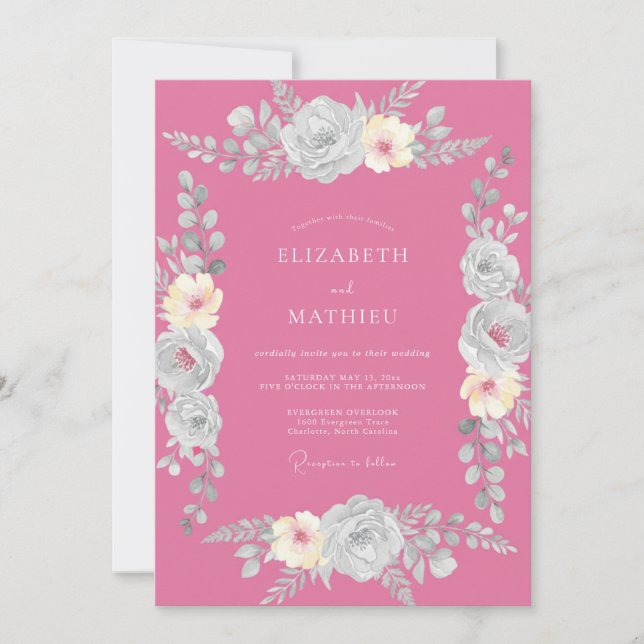 Invitación Boda Romántica con Magenta Pulido (Anverso)