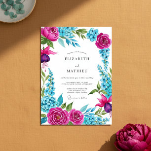 Invitación Boda Romántica con Pinceladas Florales Magenta
