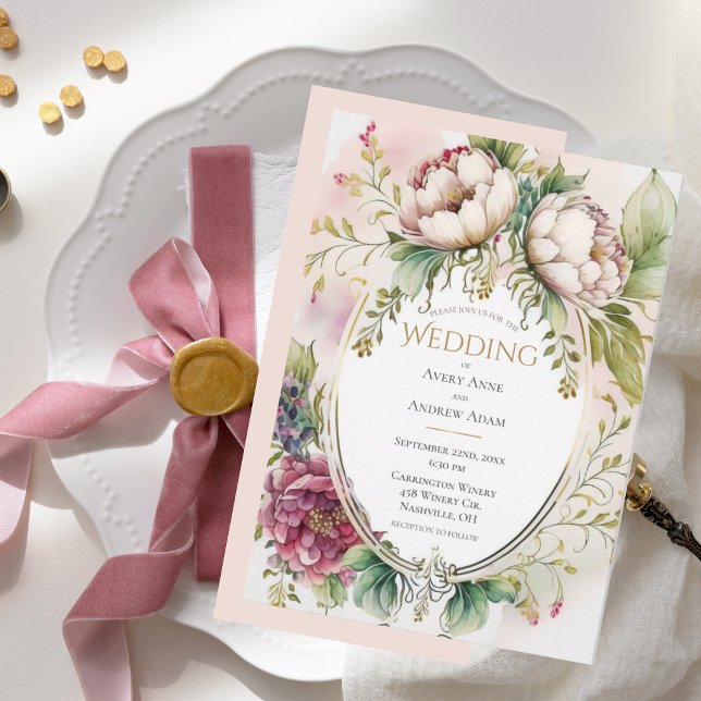 Invitación Boda Romántica con Rubor Rosa Elegante (Subido por el creador)