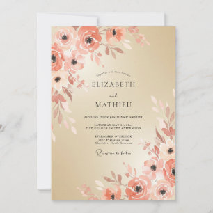 Invitación Boda Romántica con Toque Floral de Melocotón