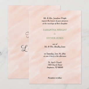 Invitación Boda romántica con toques de salvia verde en acuar