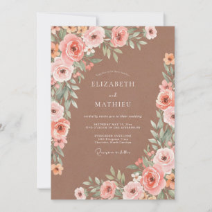 Invitación Boda Romántica Coral Blossom