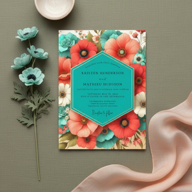 Invitación Boda Romántica Coral en Flor (Subido por el creador)