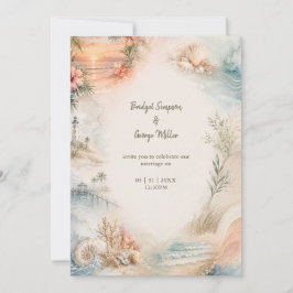 Invitación Boda Romántica Costera Paraíso de Conchas Marinas