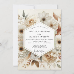 Invitación Boda Romántica Cream Bloom