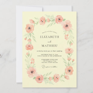Invitación Boda Romántica de Acuarela de Salmón en Primavera