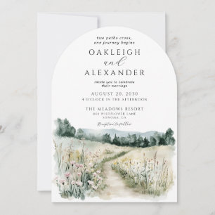 Invitación Boda Romántica de Acuarela en Prado de Flores Silv