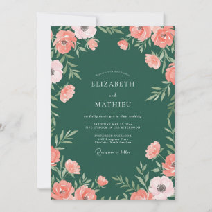 Invitación Boda Romántica de Bosque Verde Esmeralda