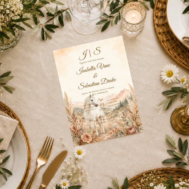 Invitación Boda Romántica de Caballo Occidental (Subido por el creador)